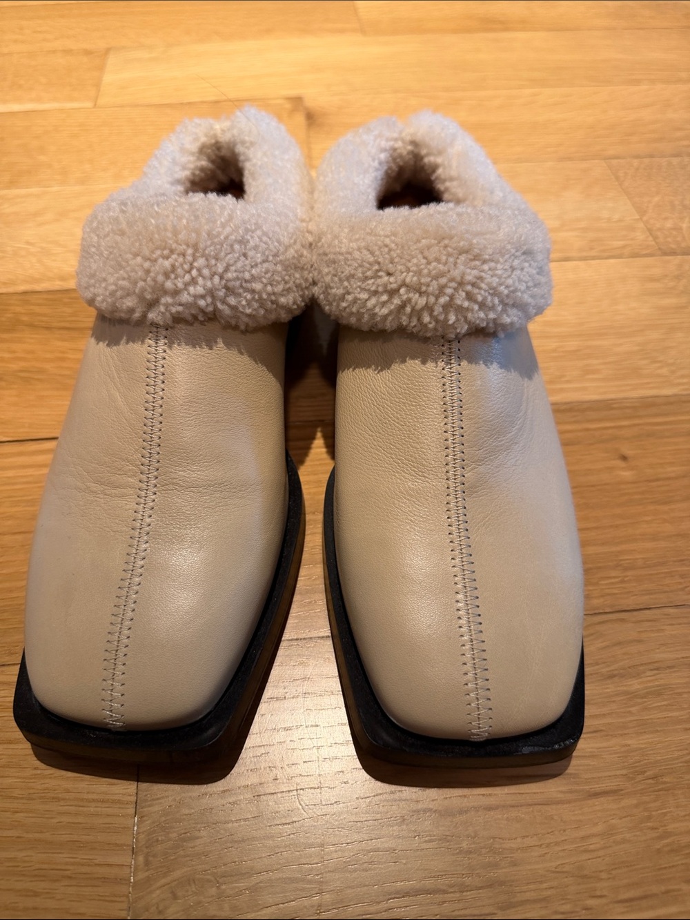 Women’s Cream Shearling-Trim Slip-On Loafers - Picture 3 of 3